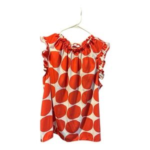 Orange and White Polka Dot Blouse